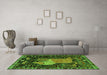 Machine Washable Animal Green Traditional Area Rugs in a Living Room,, wshtr2370grn