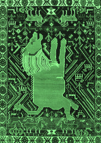 Animal Emerald Green Traditional Rug, tr2370emgrn