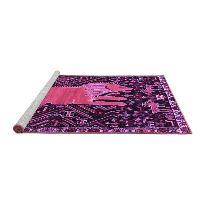 Sideview of Machine Washable Animal Purple Traditional Area Rugs, wshtr2370pur