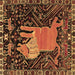 Square Animal Brown Traditional Rug, tr2370brn