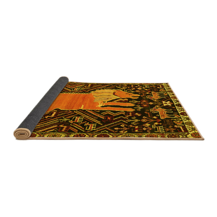 Sideview of Animal Yellow Traditional Rug, tr2370yw