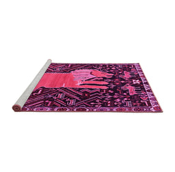 Sideview of Machine Washable Animal Pink Traditional Rug, wshtr2370pnk