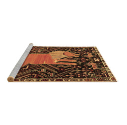 Sideview of Machine Washable Animal Brown Traditional Rug, wshtr2370brn