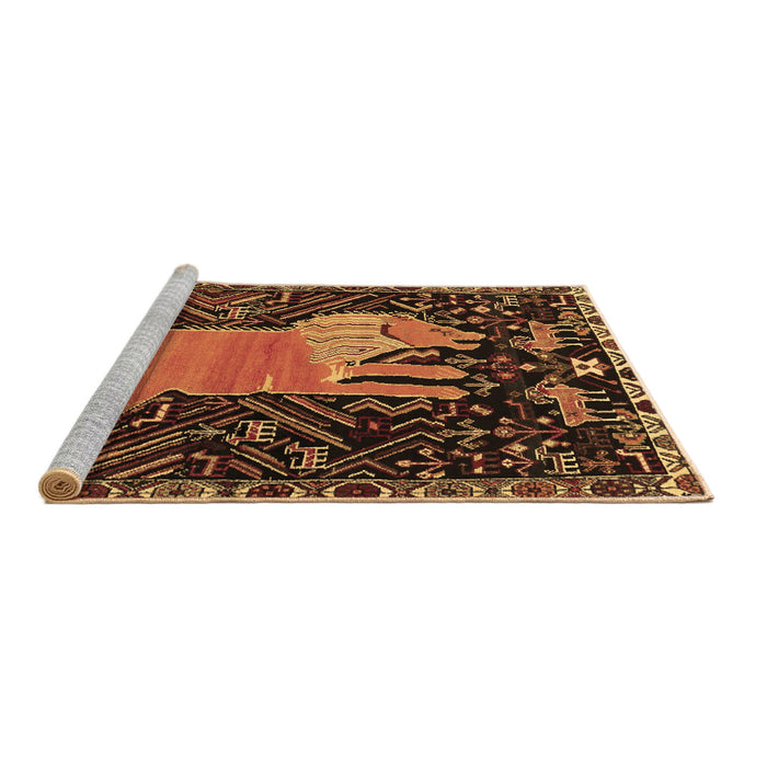 Sideview of Machine Washable Animal Brown Traditional Rug, wshtr2370brn