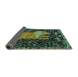 Sideview of Animal Turquoise Traditional Rug, tr2370turq