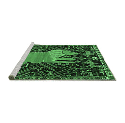 Sideview of Machine Washable Animal Emerald Green Traditional Area Rugs, wshtr2370emgrn