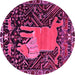 Round Animal Pink Traditional Rug, tr2370pnk