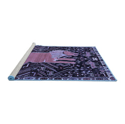 Sideview of Machine Washable Animal Blue Traditional Rug, wshtr2370blu