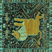 Square Animal Turquoise Traditional Rug, tr2370turq