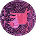 Round Machine Washable Animal Purple Traditional Area Rugs, wshtr2370pur