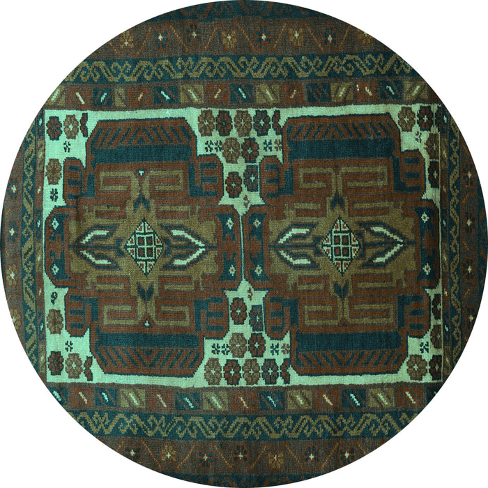 Round Persian Turquoise Traditional Rug, tr2371turq