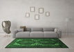 Machine Washable Persian Emerald Green Traditional Area Rugs in a Living Room,, wshtr2371emgrn