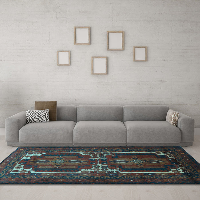 Machine Washable Persian Light Blue Traditional Rug in a Living Room, wshtr2371lblu