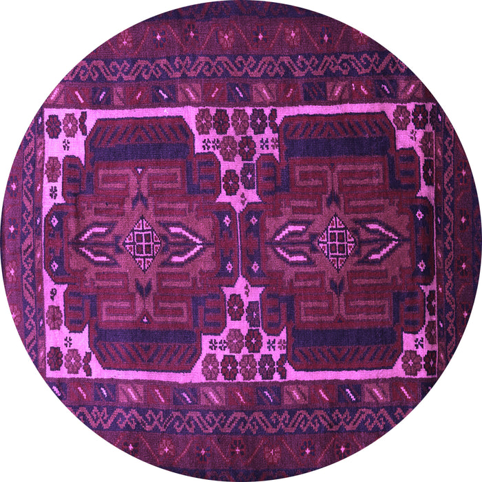 Round Machine Washable Persian Purple Traditional Area Rugs, wshtr2371pur