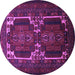 Round Machine Washable Persian Purple Traditional Area Rugs, wshtr2371pur