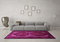 Machine Washable Persian Pink Traditional Rug, wshtr2371pnk