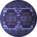 Round Machine Washable Persian Blue Traditional Rug, wshtr2371blu