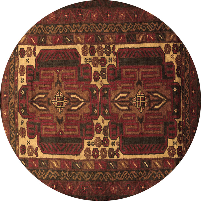 Round Machine Washable Persian Brown Traditional Rug, wshtr2371brn
