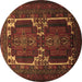 Round Machine Washable Persian Brown Traditional Rug, wshtr2371brn