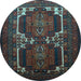 Round Persian Light Blue Traditional Rug, tr2371lblu