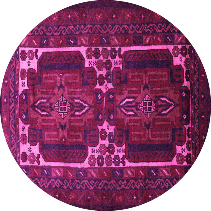 Round Machine Washable Persian Pink Traditional Rug, wshtr2371pnk