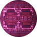 Round Machine Washable Persian Pink Traditional Rug, wshtr2371pnk