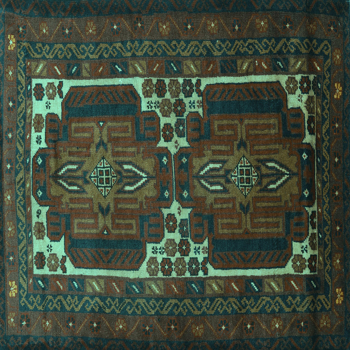 Square Machine Washable Persian Turquoise Traditional Area Rugs, wshtr2371turq