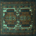 Square Machine Washable Persian Turquoise Traditional Area Rugs, wshtr2371turq