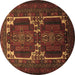 Round Persian Brown Traditional Rug, tr2371brn