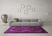 Machine Washable Persian Purple Traditional Rug, wshtr2371pur