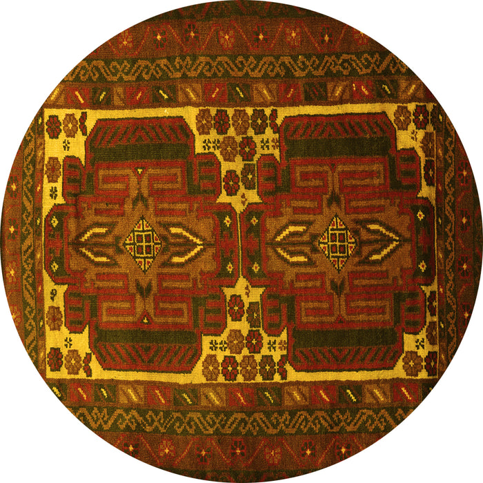 Round Persian Yellow Traditional Rug, tr2371yw