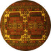 Round Persian Yellow Traditional Rug, tr2371yw