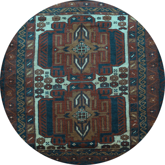 Round Machine Washable Persian Light Blue Traditional Rug, wshtr2371lblu