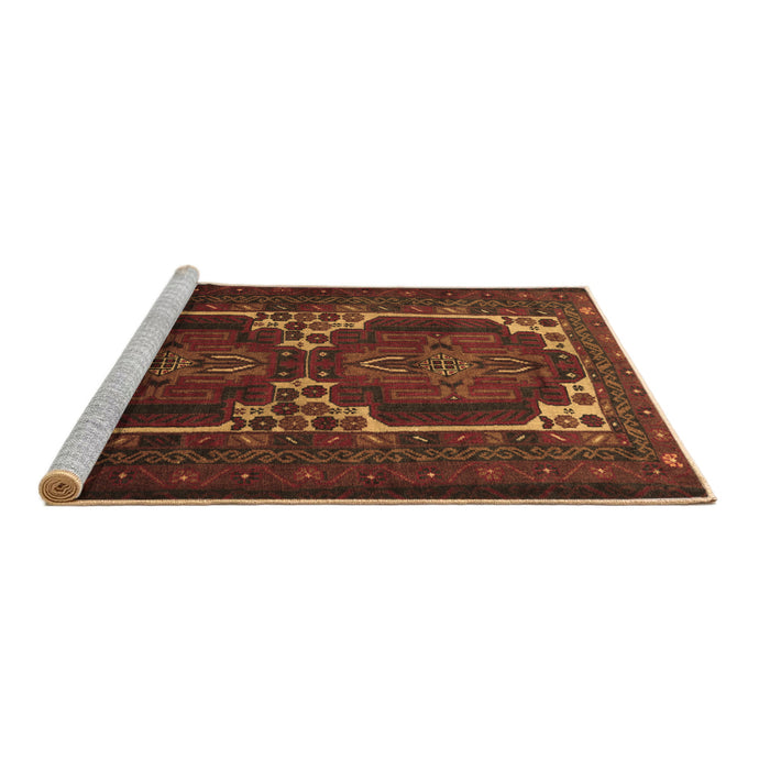 Sideview of Machine Washable Persian Brown Traditional Rug, wshtr2371brn