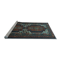 Sideview of Machine Washable Persian Light Blue Traditional Rug, wshtr2371lblu