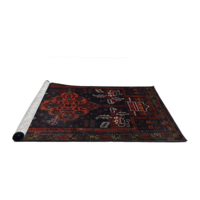Sideview of Machine Washable Traditional Burgundy Brown Rug, wshtr2372