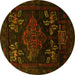 Round Persian Yellow Traditional Rug, tr2372yw