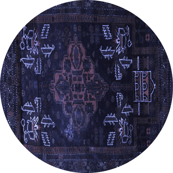 Round Persian Blue Traditional Rug, tr2372blu
