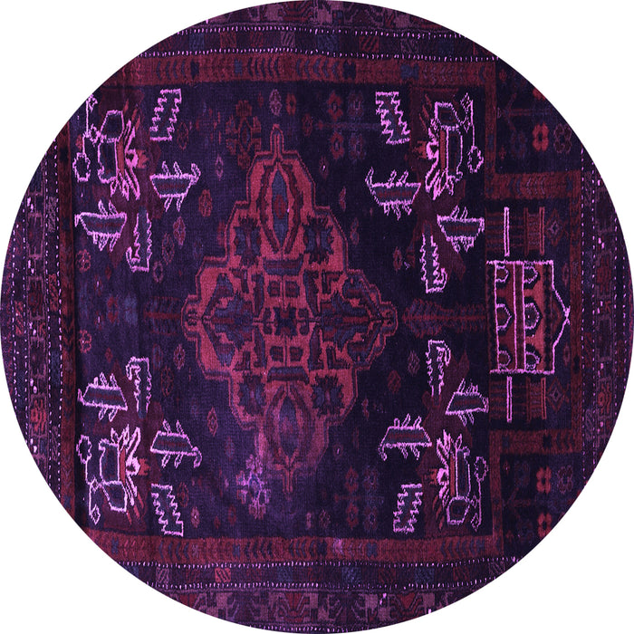 Round Machine Washable Persian Purple Traditional Area Rugs, wshtr2372pur