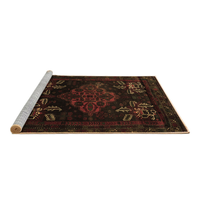 Sideview of Machine Washable Persian Brown Traditional Rug, wshtr2372brn