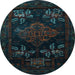 Round Persian Light Blue Traditional Rug, tr2372lblu