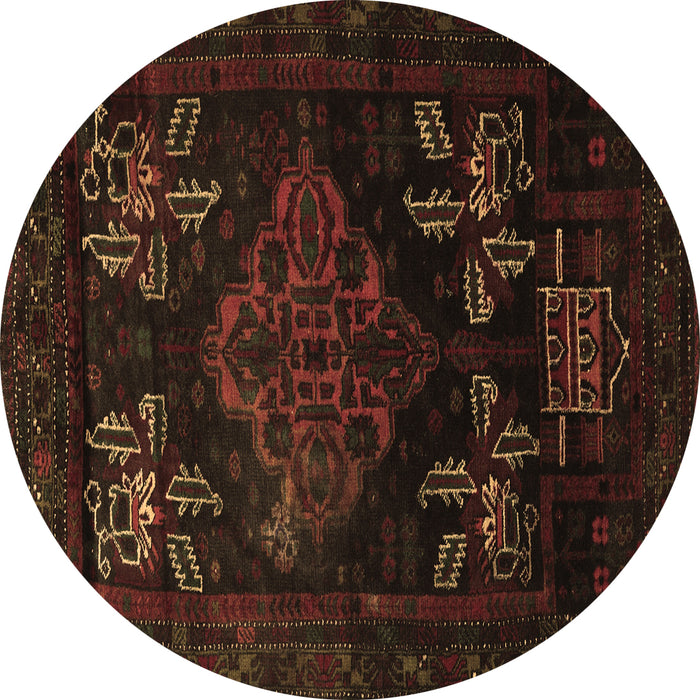 Round Machine Washable Persian Brown Traditional Rug, wshtr2372brn