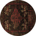 Round Persian Brown Traditional Rug, tr2372brn