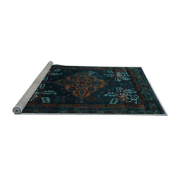 Sideview of Machine Washable Persian Light Blue Traditional Rug, wshtr2372lblu