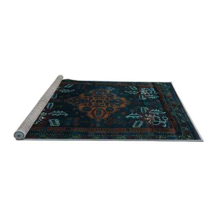 Sideview of Machine Washable Persian Light Blue Traditional Rug, wshtr2372lblu