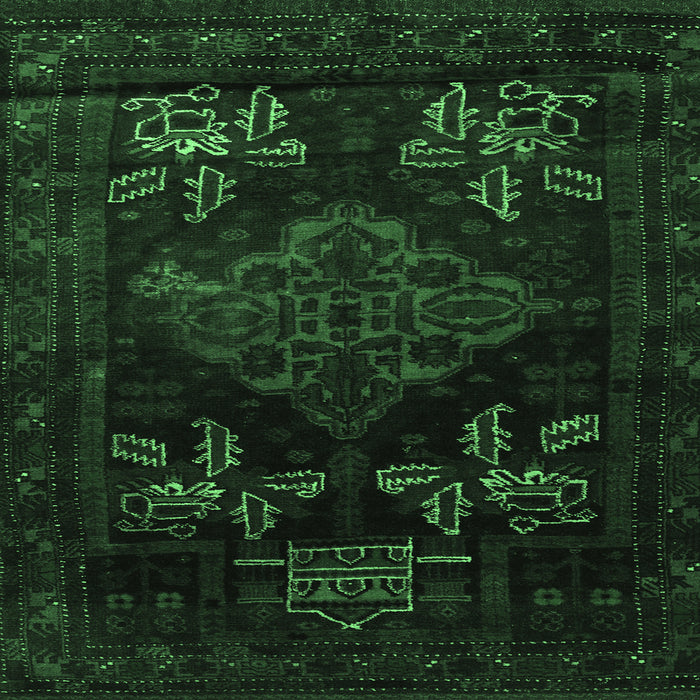 Square Machine Washable Persian Emerald Green Traditional Area Rugs, wshtr2372emgrn