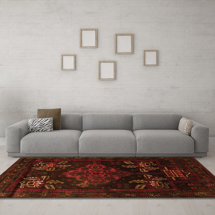Machine Washable Persian Orange Traditional Area Rugs in a Living Room, wshtr2372org