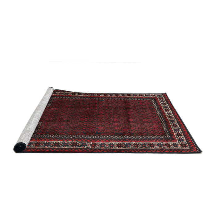 Sideview of Machine Washable Traditional Red Wine or Wine Red Rug, wshtr2373