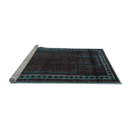 Sideview of Machine Washable Persian Light Blue Traditional Rug, wshtr2373lblu