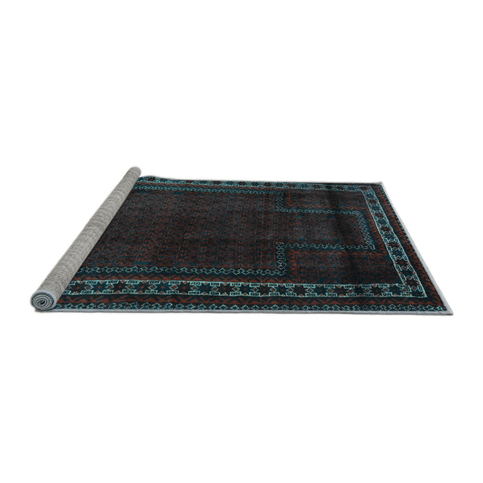Sideview of Machine Washable Persian Light Blue Traditional Rug, wshtr2373lblu